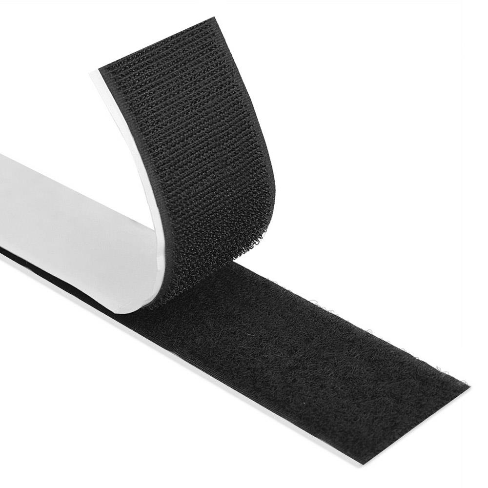 30mm Stick On / Self Adhesive FASTNA® Hook & Loop Tape - 1m Roll (Both, Black)