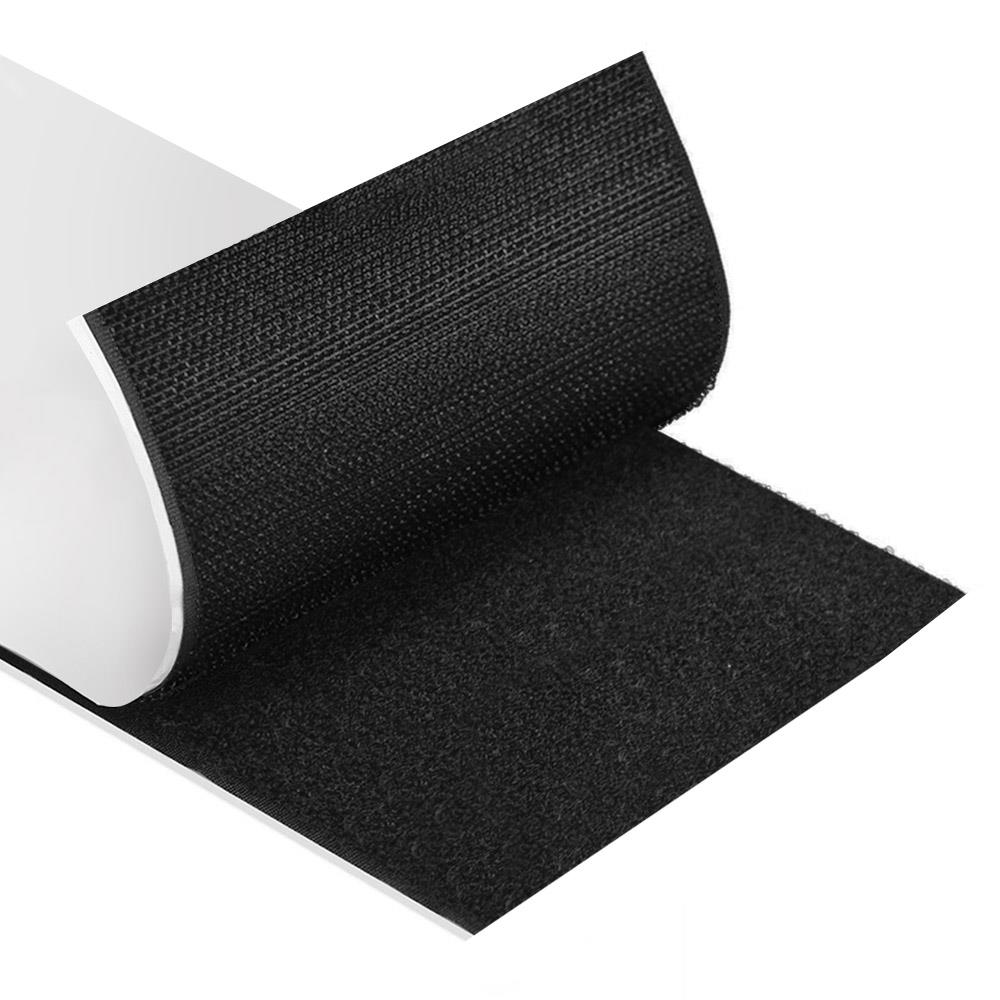 100mm Stick On / Self Adhesive FASTNA® Hook & Loop Tape - 1m Roll (Loop, Black)