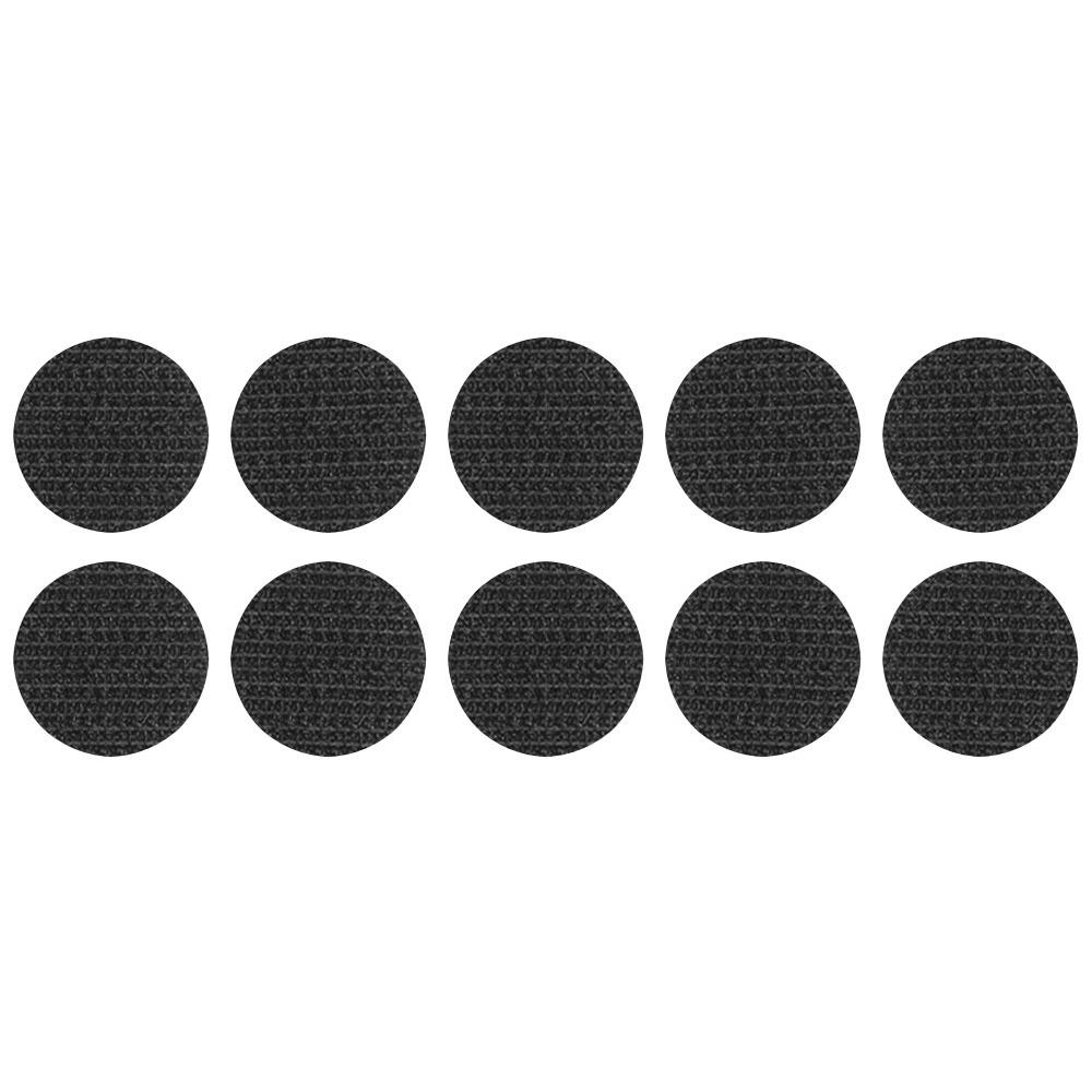 13mm Stick On / Self Adhesive FASTNA® Hook & Loop Coins - Pack of 10 Coins (Hook, Black)