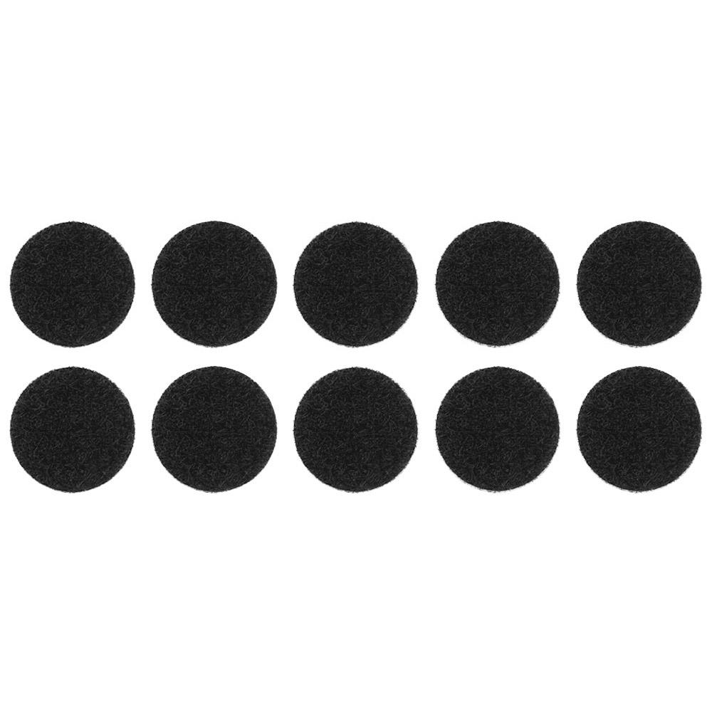 13mm Stick On / Self Adhesive FASTNA® Hook & Loop Coins - Pack of 10 Coins (Loop, Black)