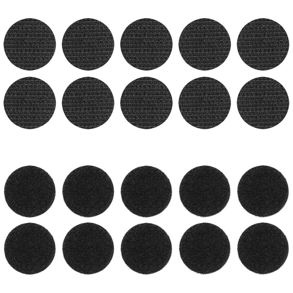 13mm Stick On / Self Adhesive FASTNA® Hook & Loop Coins - Pack of 10 Coins (Both, Black)