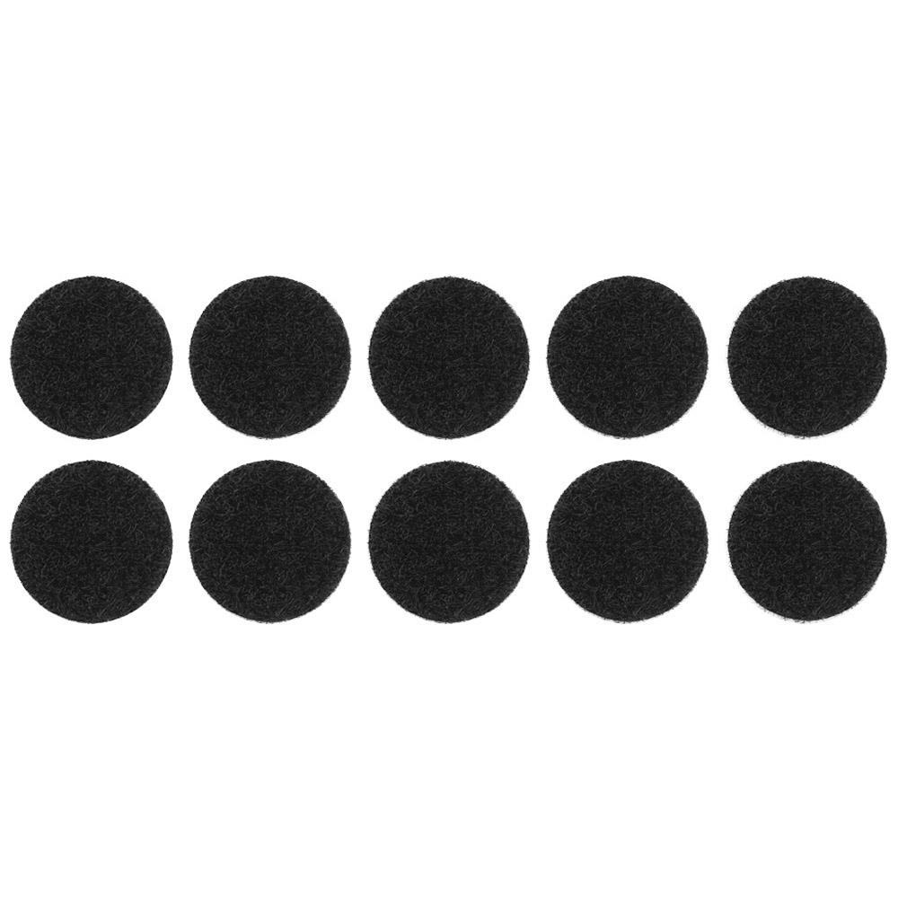 16mm Stick On / Self Adhesive FASTNA® Hook & Loop Coins - Pack of 10 Coins (Loop, Black)