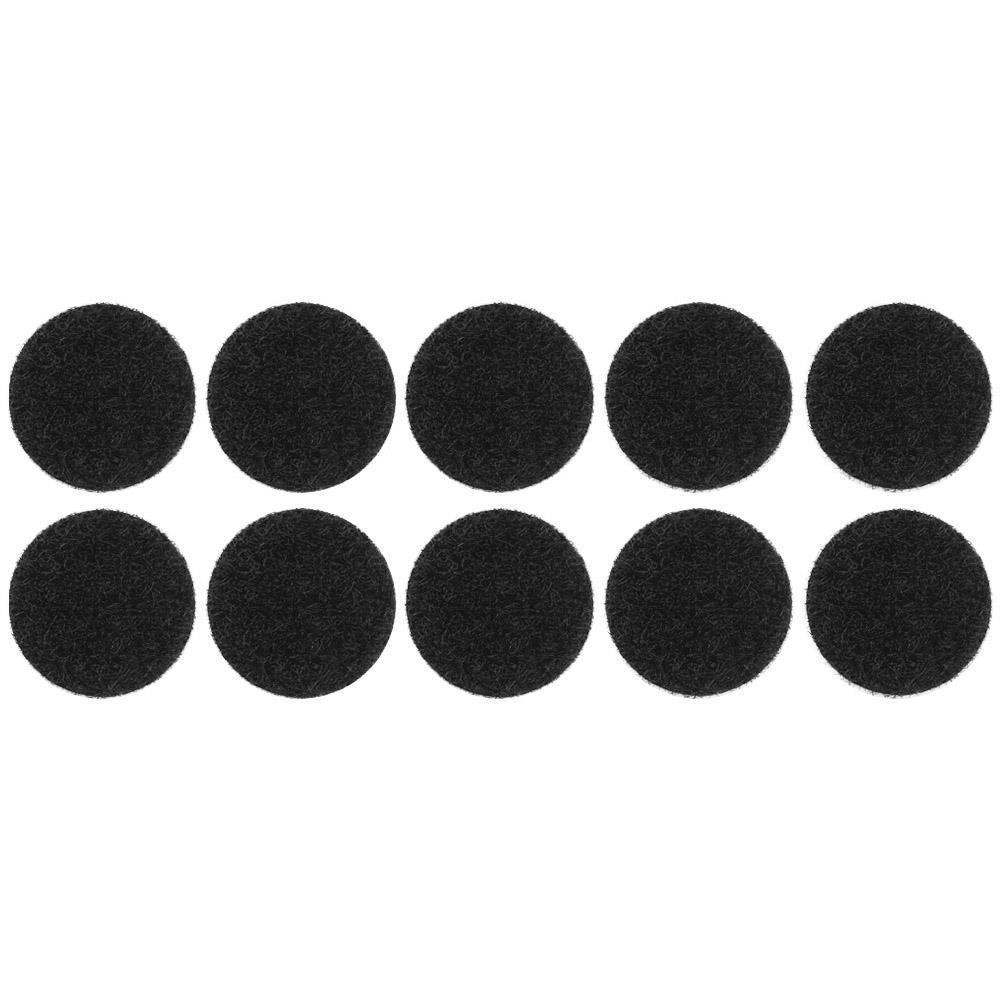 19mm Stick On / Self Adhesive FASTNA® Hook & Loop Coins - Pack of 10 Coins (Loop, Black)