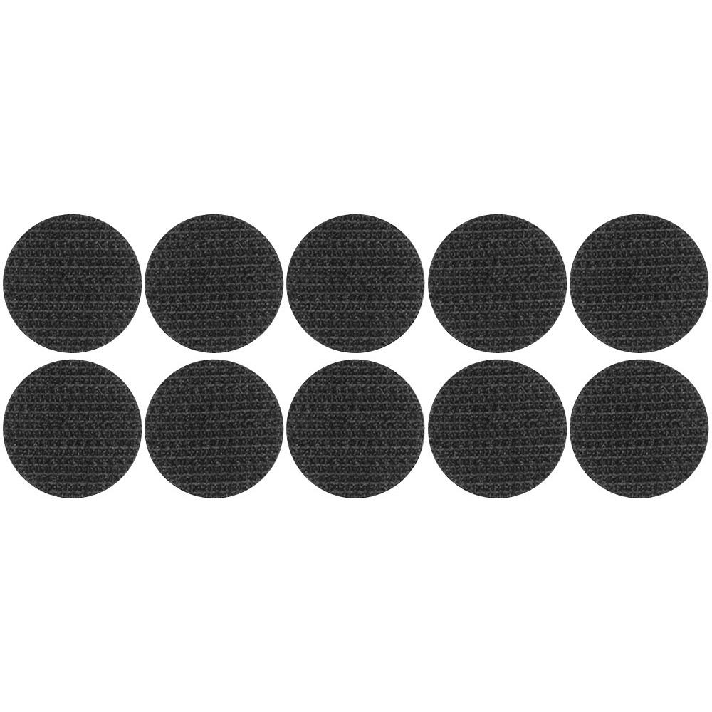 33mm Stick On / Self Adhesive FASTNA® Hook & Loop Coins - Pack of 10 Coins (Hook, Black)