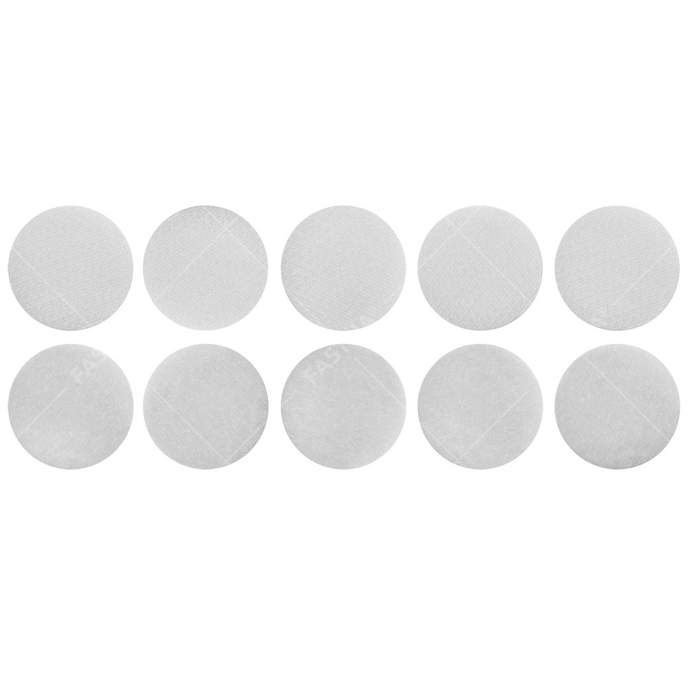 10 x Stick On / Self Adhesive FASTNA® Hook & Loop Spots (13mm, Both, White)