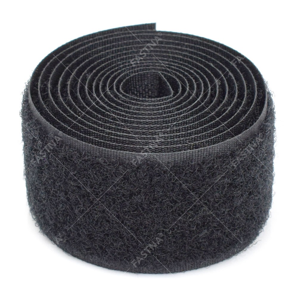 1m x Sew On FASTNA® Hook & Loop Tape (25mm, Loop, Black)